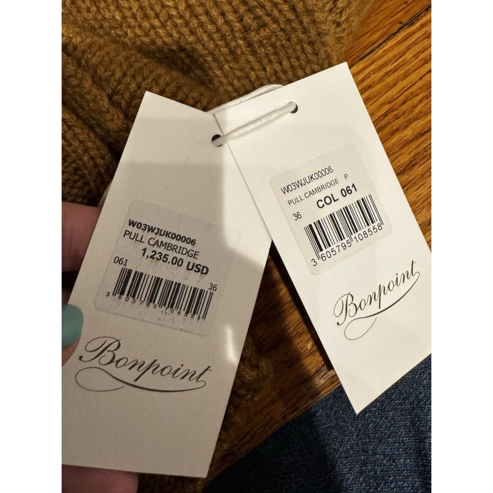 Bonpoint Women's Brown Cambridge Cashmere Turtleneck Sweater Sz 36 NWT XS - Picture 8 of 11